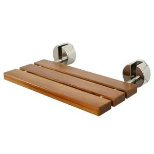 20" Folding Shower Seat Wall Mounted Bathroom Bench 400Lb Waterproof Teak